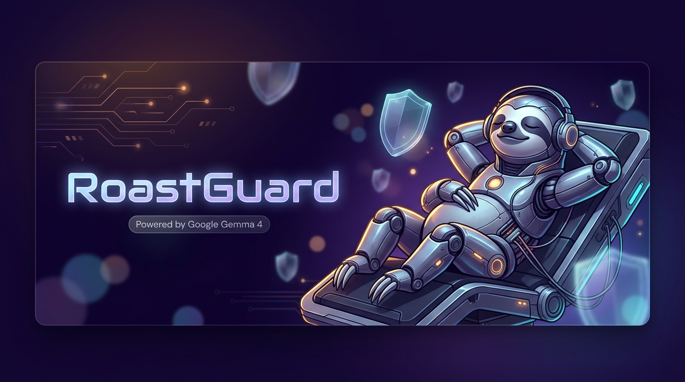 RoastGuard with Google Gemma 4 and Cybernetic Sloth Mascot